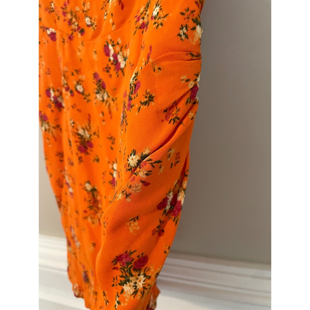 Reformation Saoirse Orange Floral Sweetheart Faux Wrap Dress Size 2 Summer - Picture 10 of 12